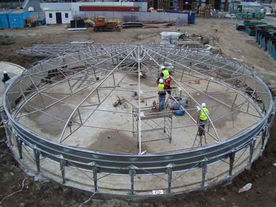 ceramic particle storage silo building