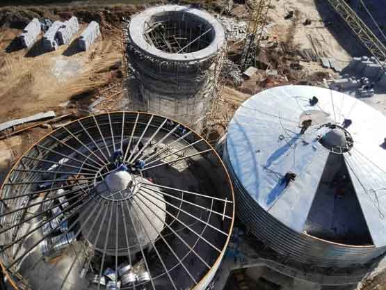 ceramic particle storage silo roof building